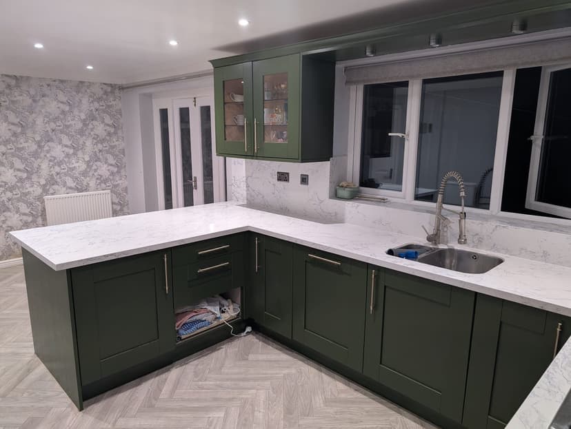 Reddish kitchen after respray