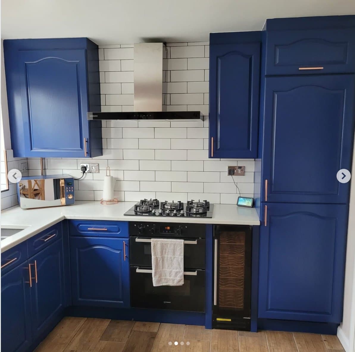 After - cream kitchen with gold handles